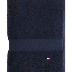 Tommy Hilfiger Navy Bath Towel with Signature Flag Embroidery